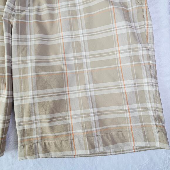 Nike Golf Shorts Dry Fit Size 42Tan White Plaid Flat Front Performance - Picture 5 of 14
